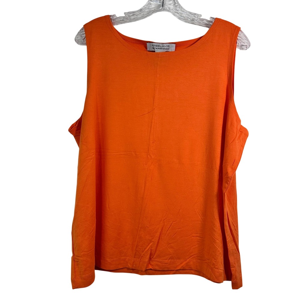 Freelance Orange Modal Spandex Stretch Tank Top XL Sleeveless Scoop Neck Tee
